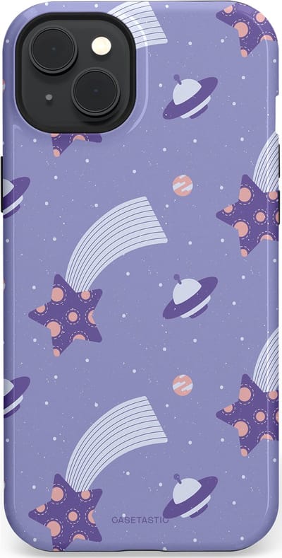 Casetastic Hoesje Geschikt voor Apple iPhone 15 Plus Magsafe - Stijlvolle Beschermende Duo-layer Case - Sterrenhemel Lila