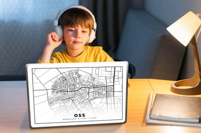 Laptop sticker - 12.3 inch - Plattegrond - Oss - Nederland - 30x22cm - Laptopstickers - Laptop skin - Cover - Stadskaart