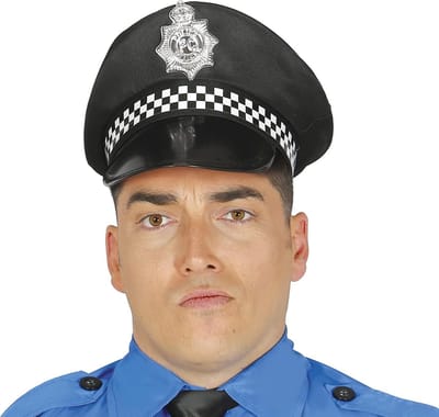 Fiestas Carnaval verkleed Politie agent pet - zwart - Politiepet - voor volwassenen