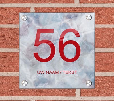Naambordje voordeur plexiglas 25x25x0,5 cm model 1108 - Huisnummerbordje, naambordjes, naambordje huis, naamplaatjes, huisnummer bord, huisnummer bordje, originele naambordjes voordeur, huisnummerbord met naam, originele huisnummer bord