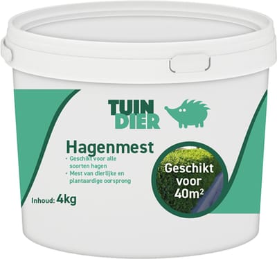 Hagen mest | TUIN-DIER® | Hagen meststof | Hagen voeding | Mest heg | Hagenmest | In handig bewaaremmer | 4.000 gram | 4 kilogram