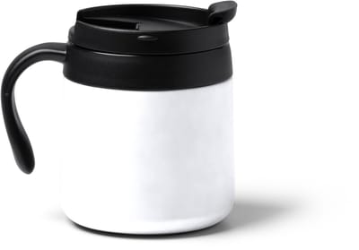 Vake Thermos to go 1358 - Wit - 350 ML - Thermosbeker met Handvat - Travel cup - Mug to go - Thermosbeker - Drinkbeker to go - Thermosfles - dubbelwandige vacuüm geïsoleerde koffiebeker - Thee - Koffie