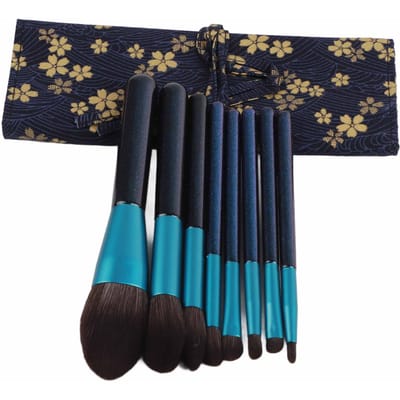 8 stuks Make-up Kwasten Houten Handvat Super Zacht Synthetisch Draagbaar Blusher Oogschaduw Kwasten met black