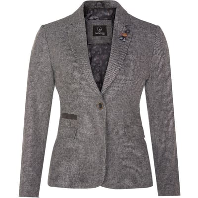 Dames Tweed jaren 1920 visgraatgrijze blazer