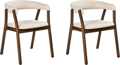 MYLO - Eetkamerstoel set van 2 - Donkerbruin/Gebroken wit - Hout