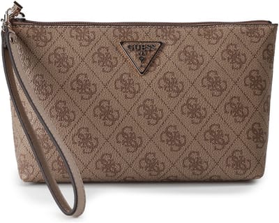 GUESS accessoiretas Laurel II Wristlet Pouch Latte Logo bruine