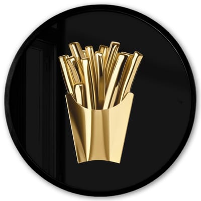 Poster in lijst Rond - Fotolijst 40x40 cm - Posters - Friet - Goud - Chrome - Eten - Ronde posterlijst zwart - Decoratie - Wanddecoratie woonkamer - Muurdecoratie slaapkamer