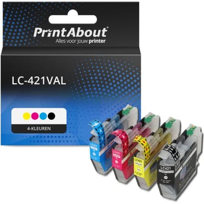 PrintAbout huismerk Inktcartridge LC-421VAL 4-kleuren Multipack geschikt voor Brother