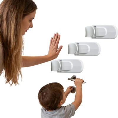 Diepvriesslot, zelfklevende veiligheidssluiting voor koelkasten en vriezers, kinderbeveiliging voor baby's en peuters, sterke lijm, zonder boren, vast gespmechanisme, wit