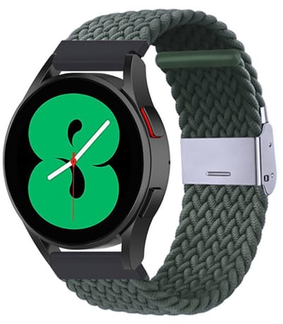 By Qubix - Braided nylon bandje - Donkergroen - Geschikt voor Xiaomi Redmi Watch 5 Active / Redmi Watch 5 Lite