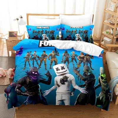 Fortnite Beddengoed Pak Dekbedovertrek 3D Geprint Slaapkamer Bedhoes Beddengoed 2/3 stuks Anime Cartoon Kamerdecoratie Kinderen Kerstcadeau AU Single(140*210cm)3pcs