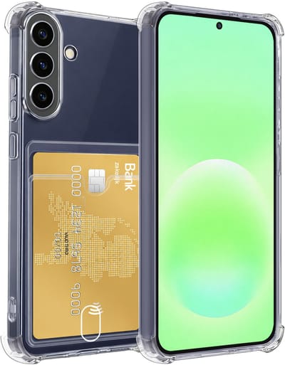 Hoesje Geschikt voor Samsung Galaxy A57 - Met Pashouder en Kaarthouder - Telefoon Hoes Shockproof - Siliconen Case - Back Cover - Shock Proof - Pasjes Houder - Transparant