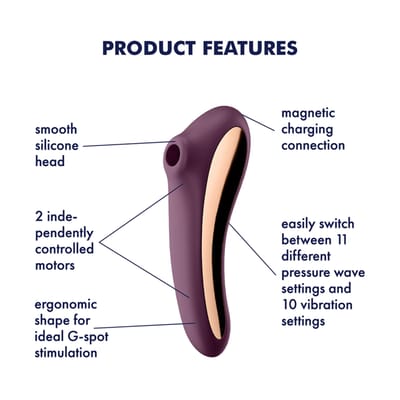 Satisfyer 'Dual Kiss' 2:1 vibrator + drukgolfspeeltje, waterdicht, oplaadbaar, medische siliconen