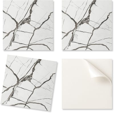 Pakket PVC-tegels met patroon voor de woonkamer, zelfklevend marmerpatroon met aderen, 20x20x20 cm