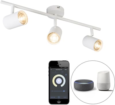 QAZQA jeana - Moderne LED Smart Plafondspot | Spotje | Opbouwspot incl. wifi - 3 lichts - L 53 cm - Wit - Woonkamer | Slaapkamer | Keuken