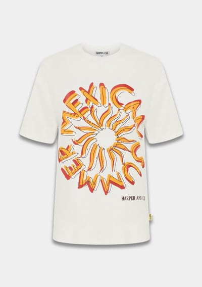 Harper & Yve T-shirt Mexicansun Ss Hs6y308 101 Ecru Dames Maat - XS