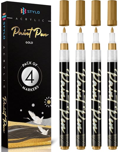 Acrylverf Pennen - Metallic Markers - Creatief Schilderen - Permanente Inkt - 4 Stuks - Goud