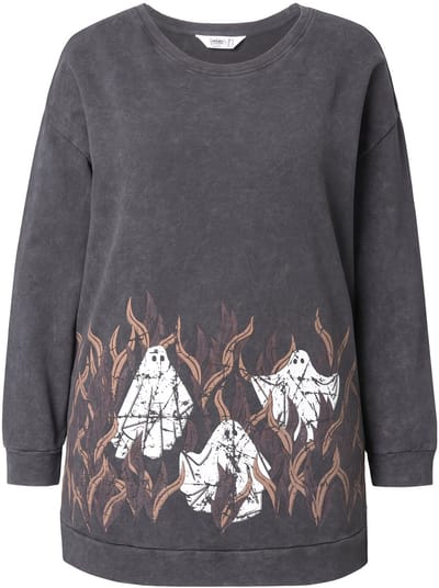 Angel of Style - Dames - Sweatshirt Halloween-spook lange mouw - Antraciet - Maat 42