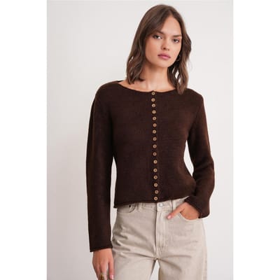 Geknoopte Ribbels Brei Cardigan
