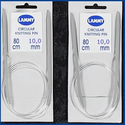 Rondbreinaald 10 mm - Lammy Yarns - aluminium breinaald met touw - totaallengte 80 cm