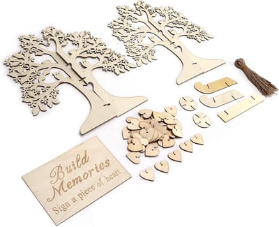 Houten Wensboom Knutselset - Ambachtelijke Decoratie - Feestelijke Gastenboek - Eenvoudig Te Monteren - 37cm Hoog - Natuurlijk Hout