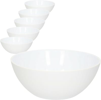 PlasticForte Dessert en serveer schaaltjes / kommetjes - 6x - 950 ml - wit - kunststof - rond - 17 x 7 cm