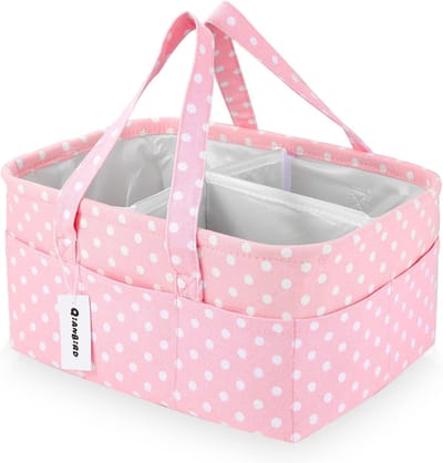 Luier Organizer Caddy - Draagbare Mand - Baby Verzorging - Grote Capaciteit - 25x18x41 cm - Roze