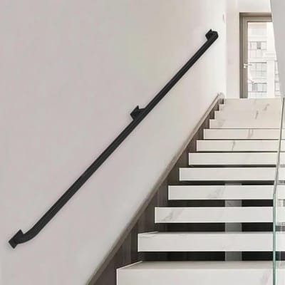 Trapleuning Beugelset - Wandsteun Metaal - Veiligheid Trap - Smeedijzer Duurzaam - 300cm Lang - Zwart