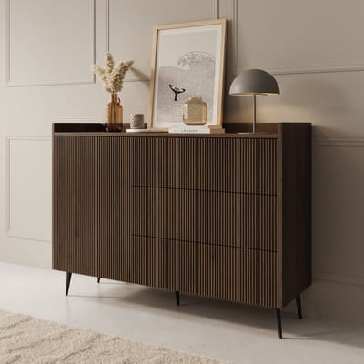 Meubella - Asty - Dressoir - Donker eiken - 126x41x92 cm