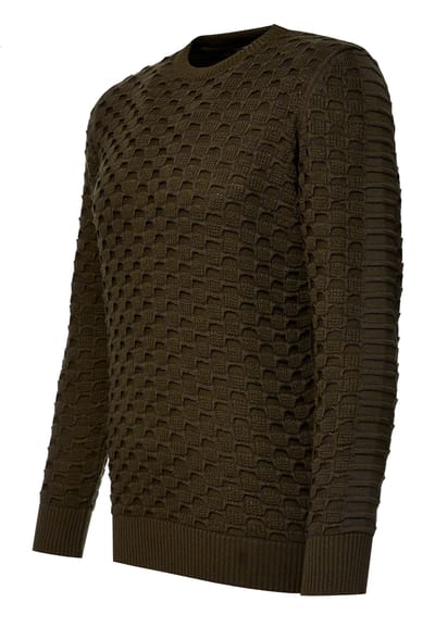 Chunky patroon effen kleur trui met ronde hals