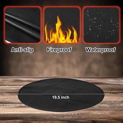 Candala Vuurkorfmat 49,5cm Vuurvaste Mat voor Onder Vuurkorf Dekbeschermermat Rond Haardmat Onderlegger Hittebestendig Onder Grillmat voor Tafelblad Vuurkorf Buitenbarbecue
