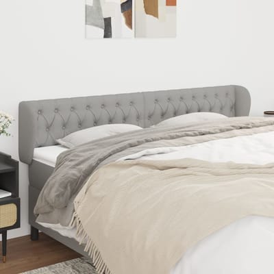 vidaXL - Hoofdbord - met - randen - 183x23x78/88 - cm - stof - lichtgrijs