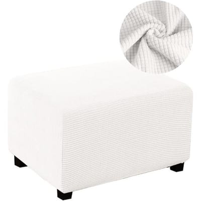 2 maten voetenbankhoes Jacquard stoffen voetenbankhoes Flexibele meubelbescherming Verwijderbare voetenbankhoes voor thuis L Size wit
