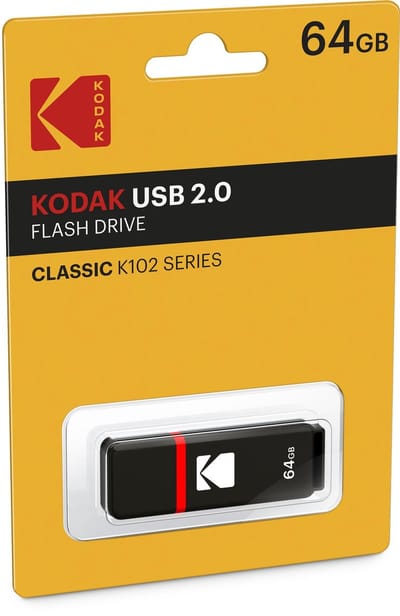 Kodak Classic K102® Series Flash Drive - 64 GB - USB Stick - USB 2.0 - Bescherm dopje - Rood/ Zwart