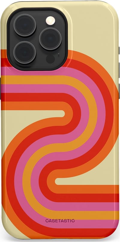Casetastic hoesje geschikt voor Apple iPhone 15 Pro Max - MagSafe - Dubbellaagse bescherming - Retro wave - Fashion Case - Zand Rood Oranje Roze