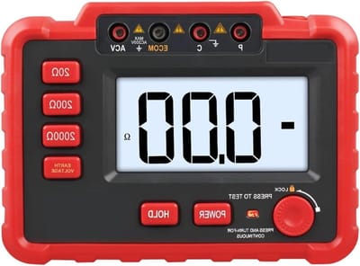 Aardweerstand Tester - Isolatie Meter - Elektrische Metingen - Digitale LCD Display - 174x110x70 mm - Grijs