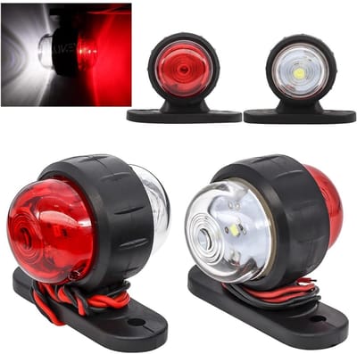 GELLDG Zijmarkeringslichten - positielichten - 10/30V waterdichte LED-zijmarkeringslichten - dubbelzijdige waarschuwingslichten - wit en rood - geschikt voor vrachtwagens, auto's, voertuigen en trailers - 2 stuks