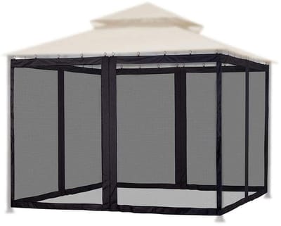 Dailygoods- Muggengaas met Rits - Vervangend Tuinhuisje - 4 Panelen - Privacygordijn voor Terras - Polyester - 300 x 300 x 220 cm - Gaas