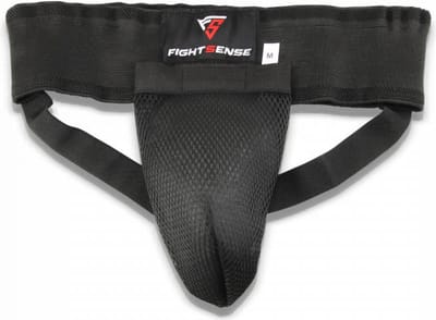 Fightsense Kruisbeschermer Heren – Tok met Uitneembare PVC Cup – Kickboksen, MMA & Krav Maga – Zwart – XL