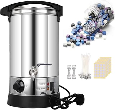 Was Smelter - Kaarsen Maken - Knutselen Thuis - Instelbare Temperatuur - 10L Capaciteit - Zilver