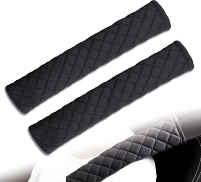 Gordelbeschermers Set - Schouderkussens - Comfortabel Rijden - Ademend Pluche - 2 Stuks - Zwart