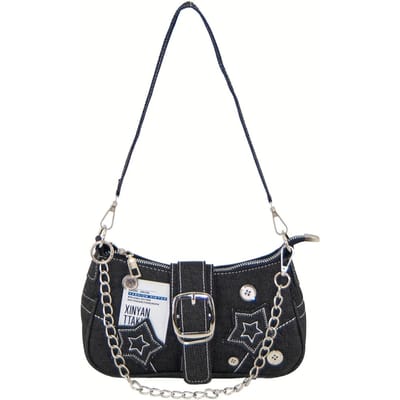 Portemonnee, Vintage Dames Zwarte Stijl Handtas, Punk Schoudertas, Handvat Boven, Compact Gotisch Reizen, Trendy Okseltas, Stijlvolle Portemonnee zwart