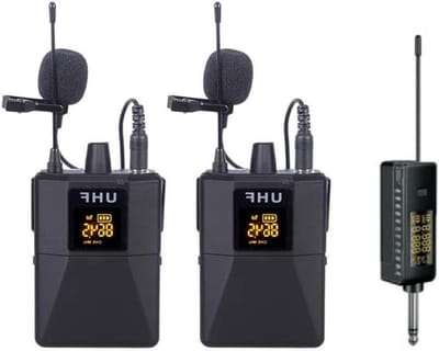 Draadloze Lavalier Microfoon Set - Dasspeld Microfoon Systeem - Presentaties en Optredens - Dubbele Microfoon UHF - 30m Bereik - Zwart