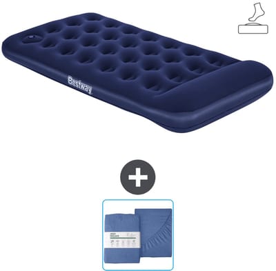 Bestway luchtbed - 1-Persoons - 99 x 188 x 28 cm - Blauw - Inclusief pomp en Hoeslaken