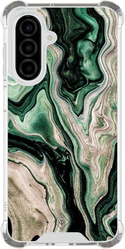 Casimoda® hoesje - Geschikt voor Samsung Galaxy A26 - Groen marmer / Marble - Shockproof case - Extra sterk - TPU/polycarbonaat - Groen, Transparant