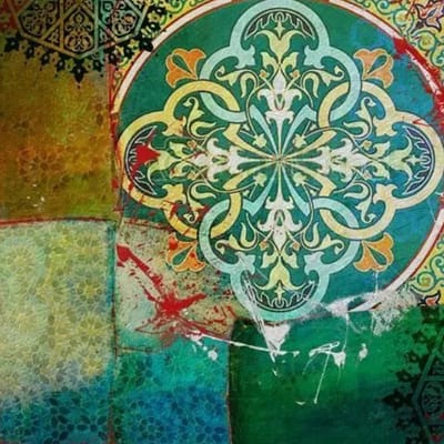 Safaary - Oosterse Schilderij Mandala Groen Blauw