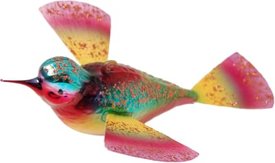 Krebs Glas Lauscha Vogel Clip Decoratie - Fantasy Roze - 11cm - Made in Germany
