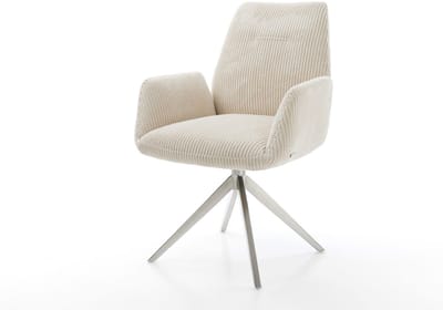 Eetkamerstoel Zoa-Flex kruisframe breed roestvrij staal koord beige 360° draaibaar rocker-functie pocketveer kern