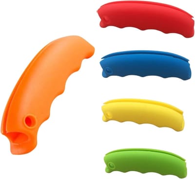Handige 5-delige draaghandgreep voor boodschappentassen, voedselzakken en herbruikbare tasjes - Silicone grip in rood en geel voor eenvoudig transport