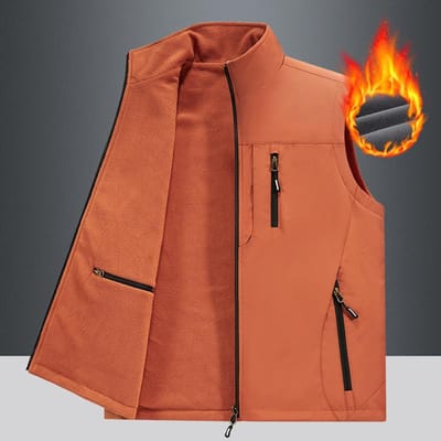 Nieuw Herfst- en Winterherenvest Outdoor Casual Vestjas Dubbelzijdig Draagbaar Fleece Dikker 5XL brown